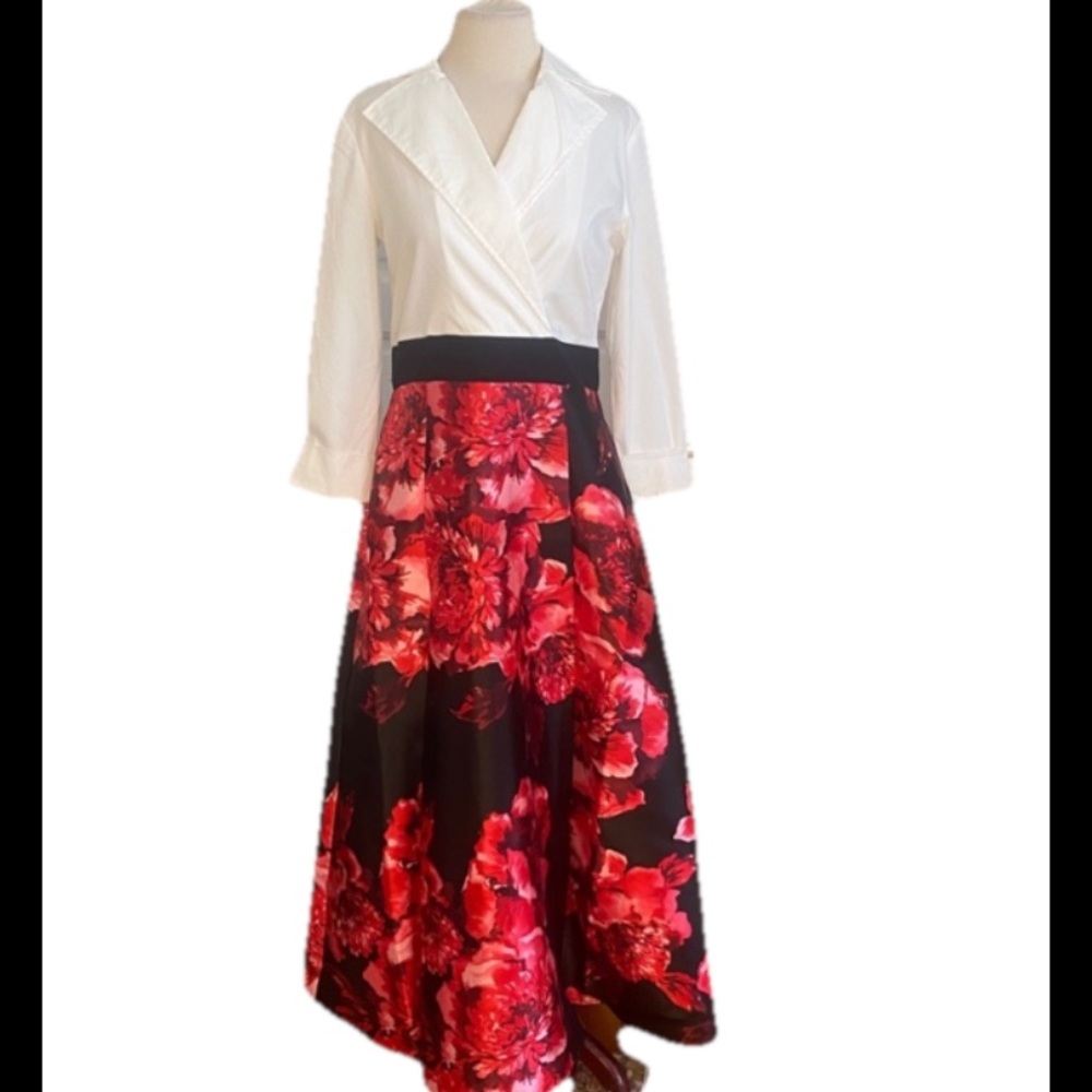 Nwt Alexa B Floral Print Maxi Dress black red‎ Cottagecore Fairycore Sz 6 & 10